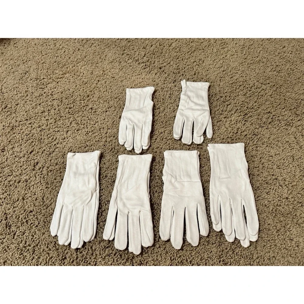 White Cotton Inspection Work Gloves | Coin Silver Art Handling Cosplay Costume |